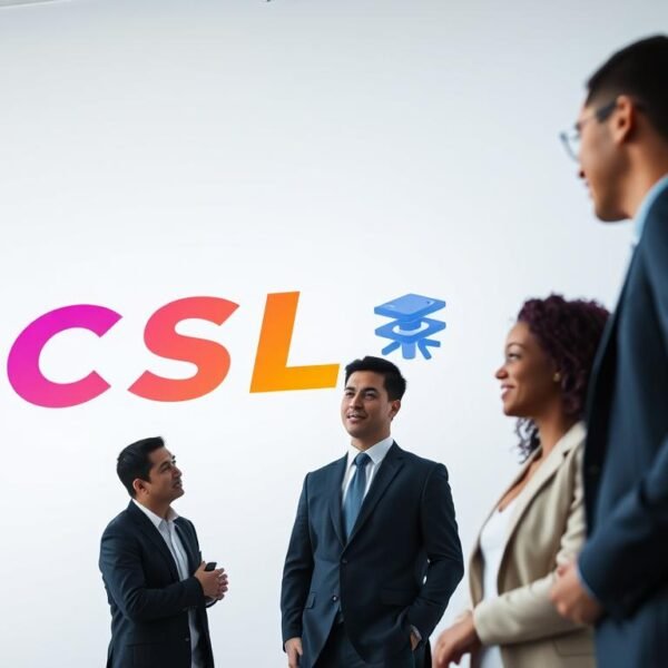 A modern, sleek, and minimalist advertisement showcasing the "CSL轉台優惠" from the Telecombrother brand. The scene depicts a crisp, white background with a central focus on a boldly designed "CSL轉台優惠" banner. The banner features clean, geometric typography and a vibrant color palette that instantly captures attention. In the foreground, a group of three diverse, well-dressed individuals are engaged in a friendly discussion, conveying the idea of a seamless and enjoyable cable/satellite TV switching experience. The lighting is soft and diffused, creating a sense of professionalism and sophistication. The overall mood is one of modern simplicity, highlighting the key benefits of the Telecombrother "CSL轉台優惠" in a visually compelling manner.