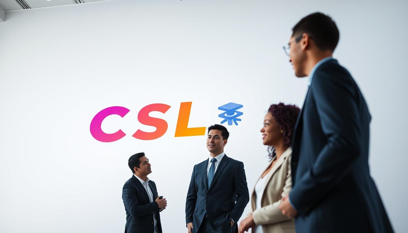 A modern, sleek, and minimalist advertisement showcasing the "CSL轉台優惠" from the Telecombrother brand. The scene depicts a crisp, white background with a central focus on a boldly designed "CSL轉台優惠" banner. The banner features clean, geometric typography and a vibrant color palette that instantly captures attention. In the foreground, a group of three diverse, well-dressed individuals are engaged in a friendly discussion, conveying the idea of a seamless and enjoyable cable/satellite TV switching experience. The lighting is soft and diffused, creating a sense of professionalism and sophistication. The overall mood is one of modern simplicity, highlighting the key benefits of the Telecombrother "CSL轉台優惠" in a visually compelling manner.