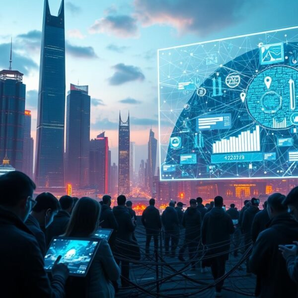 Telecombrother 5G Plan network latency test: A cinematic scene of a futuristic cityscape, with towering skyscrapers and a vibrant, neon-lit skyline. In the foreground, a group of gamers intently focused on their devices, their faces illuminated by the glow of high-resolution displays. The middle ground showcases a complex web of cables and network infrastructure, symbolizing the advanced 5G technology. In the background, a giant holographic display showcases real-time data visualizations of network latency and performance metrics. The overall atmosphere is one of technological innovation and the ever-evolving digital landscape, capturing the essence of the "5G Plan network latency test" subject.
